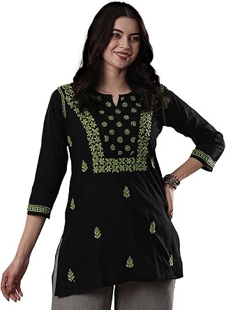 Ada Hand Embroidered Indian Chikankari Georgette Kurti Kurta with Slip for Women A90397